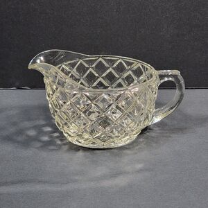Anchor Hocking Clear Glass Diamond Creamer - Oval Shape, EUC, 5.5" - No Chips